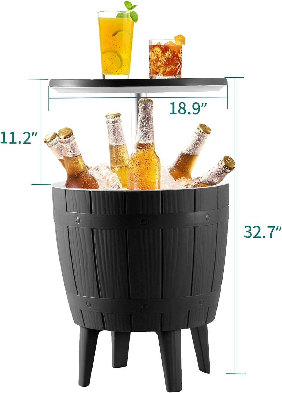 Cooler Cart with Bottle Opener Drainage, Portable Patio Cooler on Wheels, Outdoor Beverage Cart Ice Chest Cart