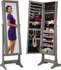 5 Shelves Freestanding Jewelry Armoire Cabinet Lockable Makeup Storage Organizer