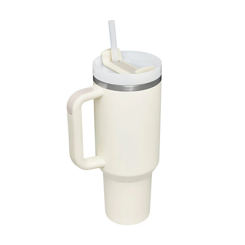 40 Oz Tumbler with Handle Straw Insulated, Stainless Steel Spill Proof Vacuum Coffee Cup Tumbler