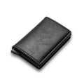 Carbon Fiber Card Holder Wallets Men RFID Black Magic Trifold Leather Slim Mini Wallet 