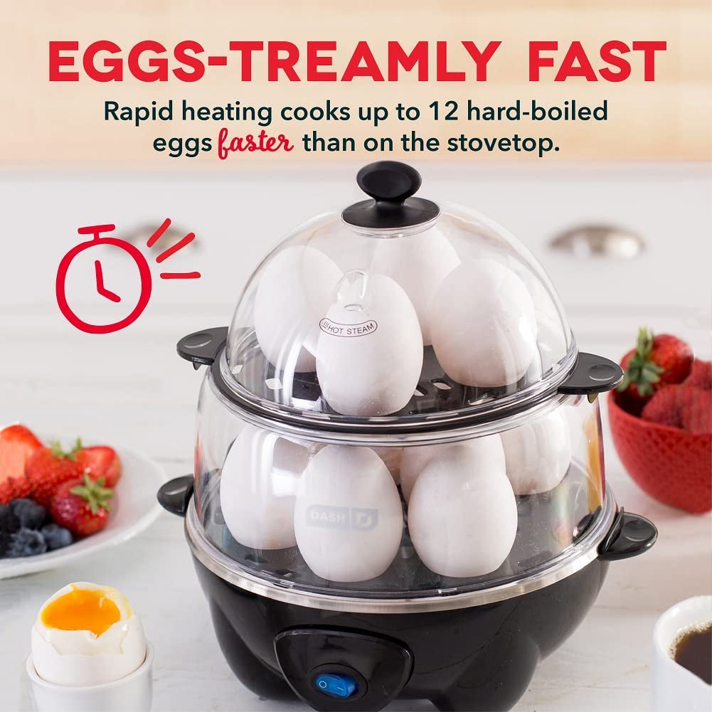 Deluxe Rapid Egg Cooker for Hard Boiled, Poached, Scrambled Eggs, Omelets, Steamed Vegetables