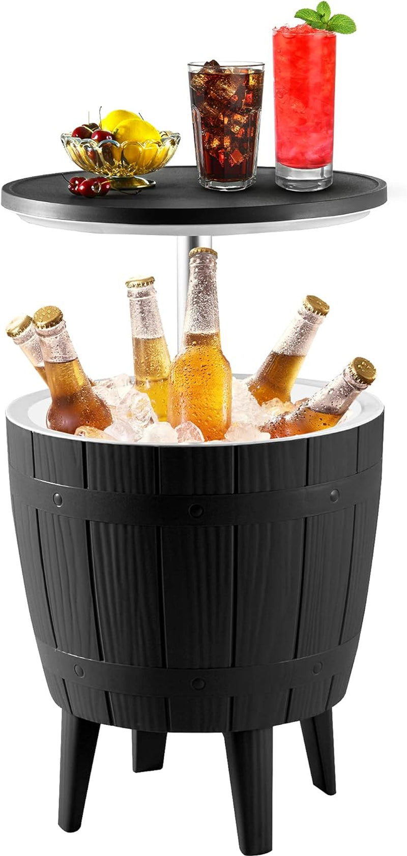 Cooler Cart with Bottle Opener Drainage, Portable Patio Cooler on Wheels, Outdoor Beverage Cart Ice Chest Cart