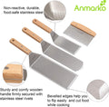 Stainless Steel Metal Spatula Set - Teppaniyaki Spatulas - Griddle Scraper Flat Spatula Pancake Flipper