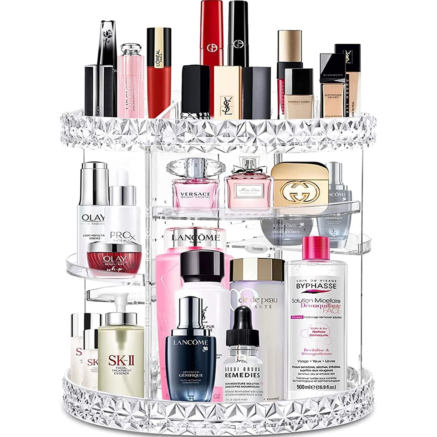 360 Rotating Makeup Organizer Perfume Organizer with 8 Adjustable Layer Clear Cosmetic Storage Display