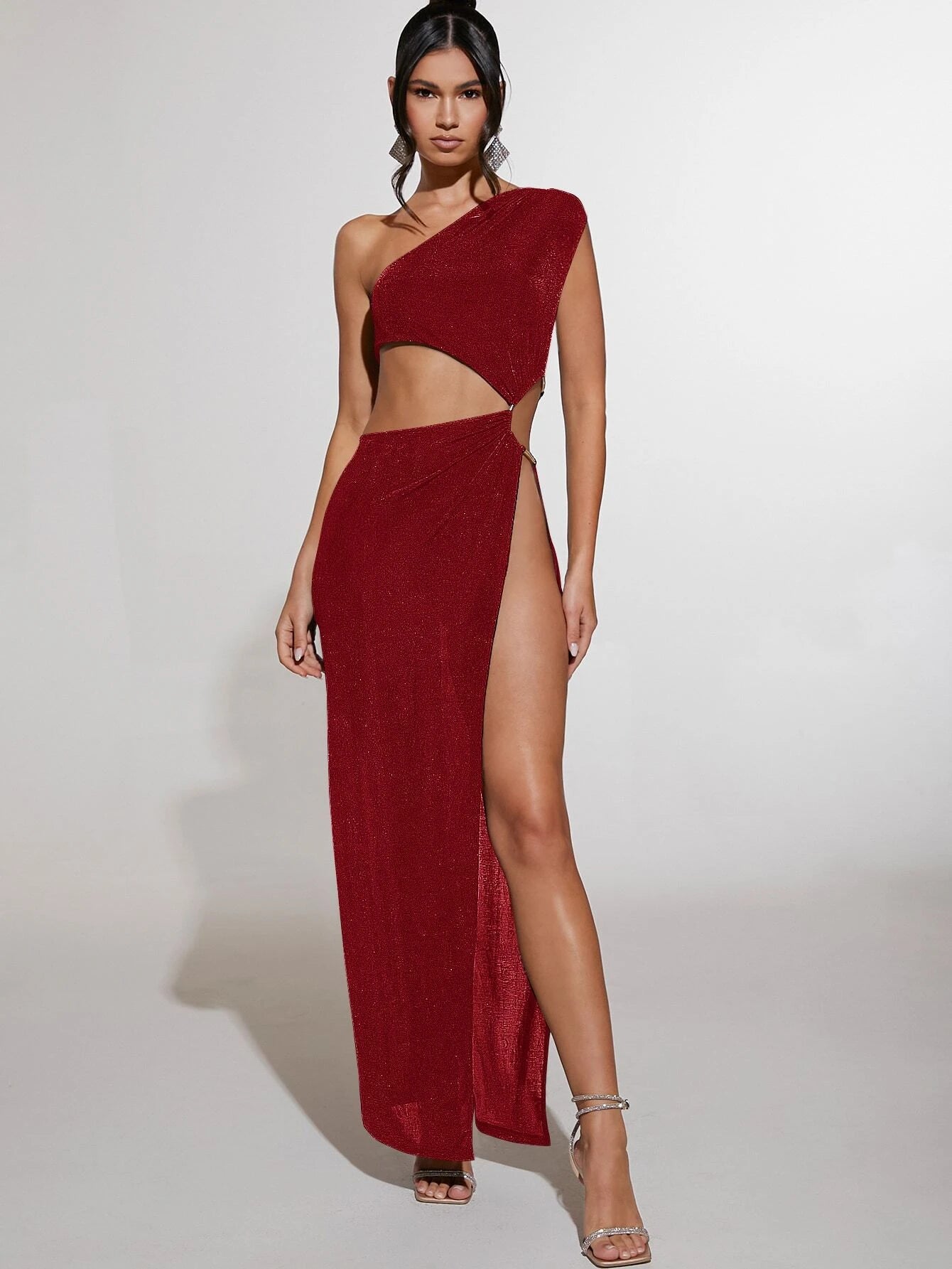 SHEIN BAE Cut Out One Shoulder Slit Thigh Dress