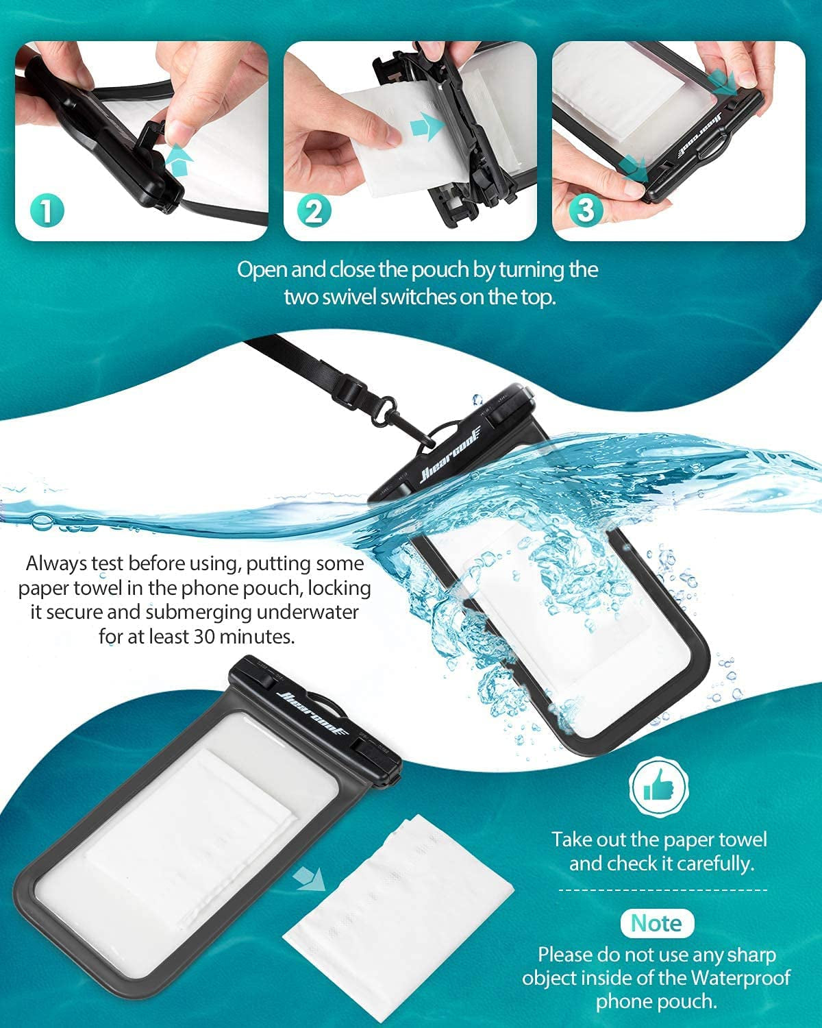 Waterproof Phone Case for Iphone 15 14 13 12 Pro Max, IPX8 Cellphone Dry Bag Beach Cruise Ship Essentials 2Pack-8.3"