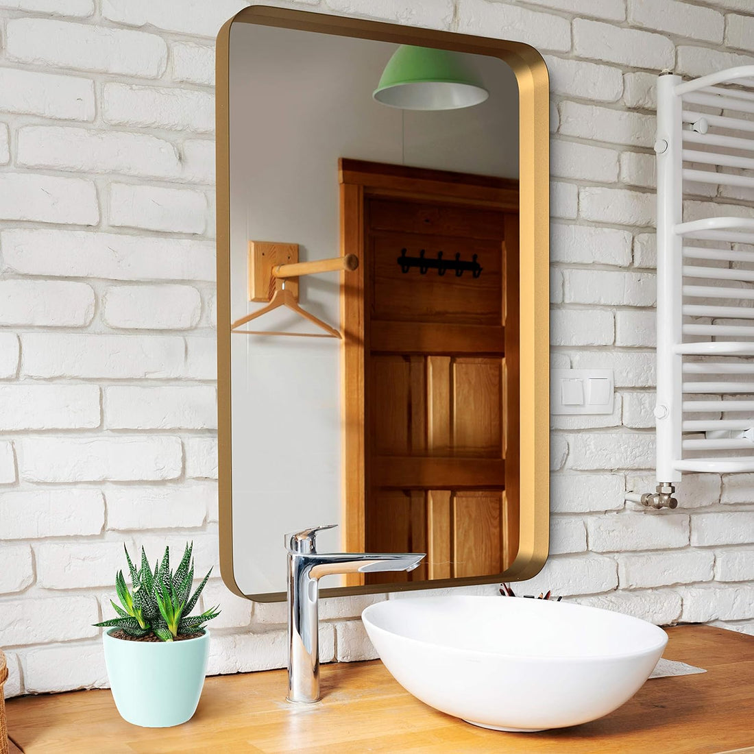 Large Bathroom Mirrors for Wall - Modern Rectangular Mirror with Seamless Metal Mirror Frame 36"X24"