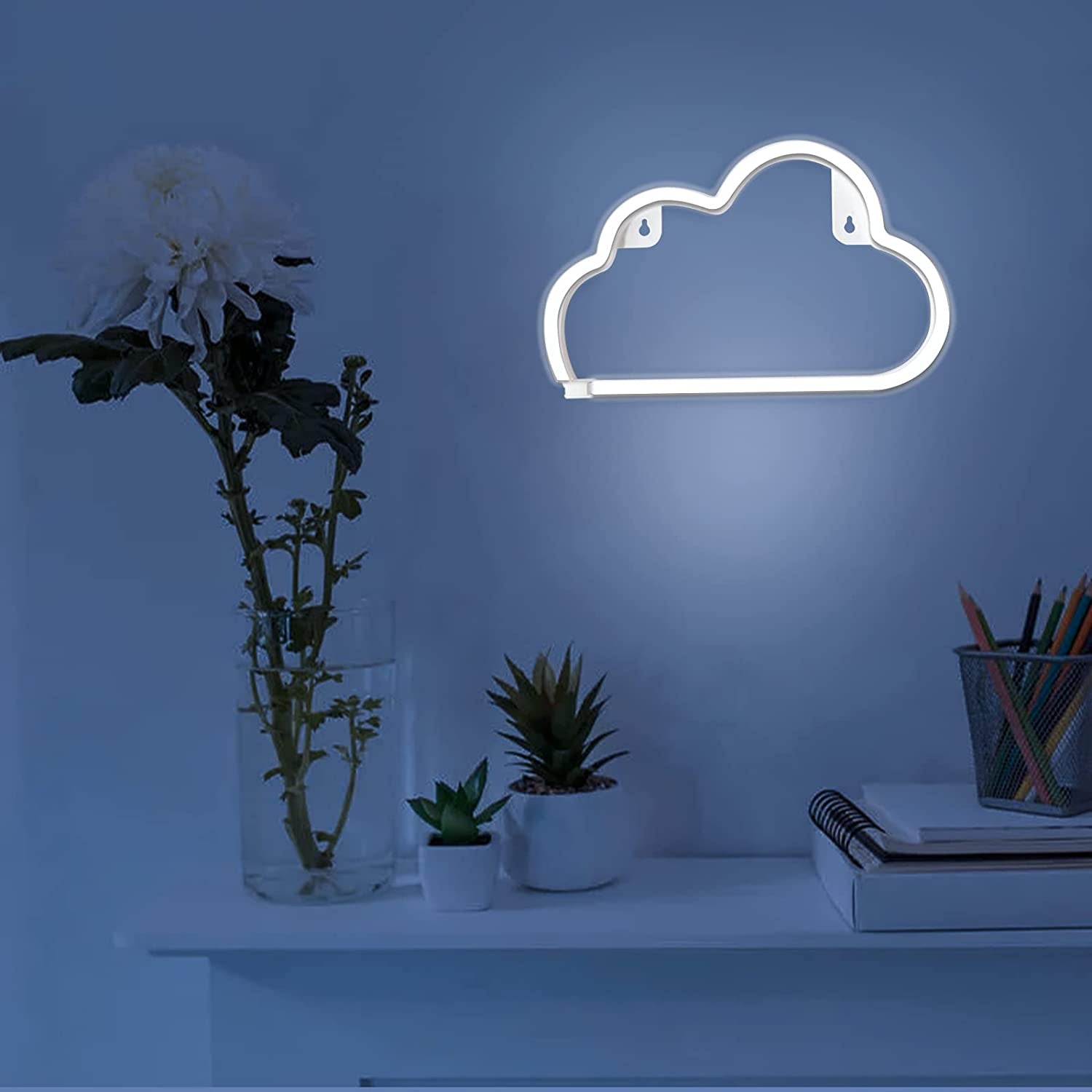 Cloud Neon Signs, LED Cloud Neon Light for Wall Decor, Battery or USB Powered Cloud Sign