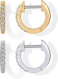 14K Gold Plated Cubic Zirconia Cuff Earrings Huggie Stud