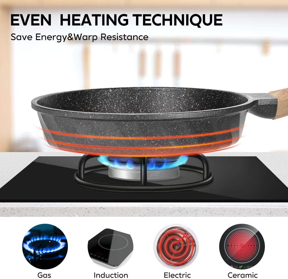 Frying Pans Nonstick, Induction Frying Pan Set Granite Skillet Pans for Cooking Omelette Pan Cookware