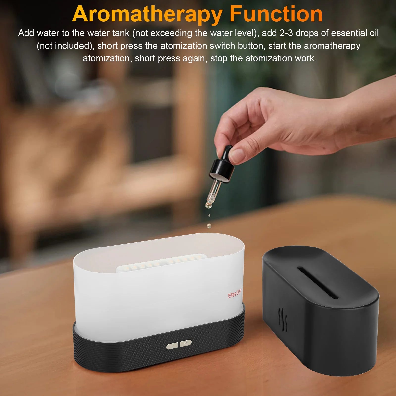 180Ml Flame Air Humidifier Essential Oil Diffuser,  3D USB 7 Color Light Aroma Diffuser