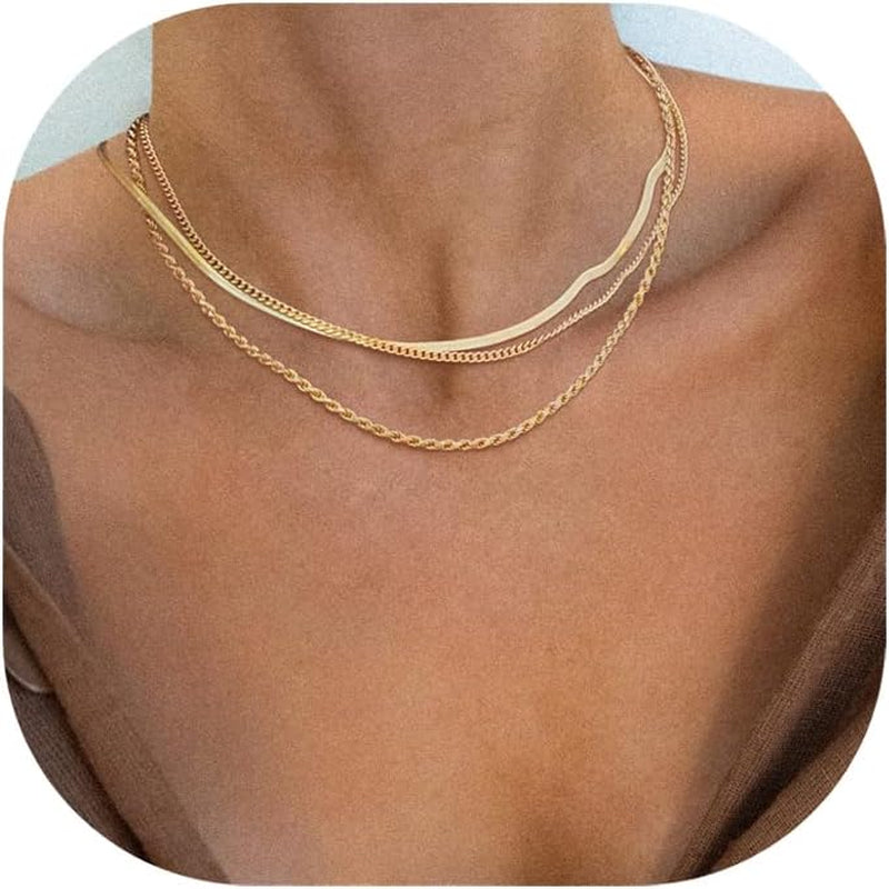 14K Gold Plated Snake,Gold Chain Choker Necklaces,Simple Gold Layered Necklaces,Gold Jewelry