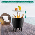 Cooler Cart with Bottle Opener Drainage, Portable Patio Cooler on Wheels, Outdoor Beverage Cart Ice Chest Cart